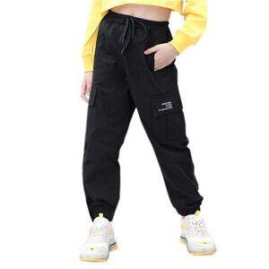 SANGTREE Girls Cargo Jogger Pants Black Size L